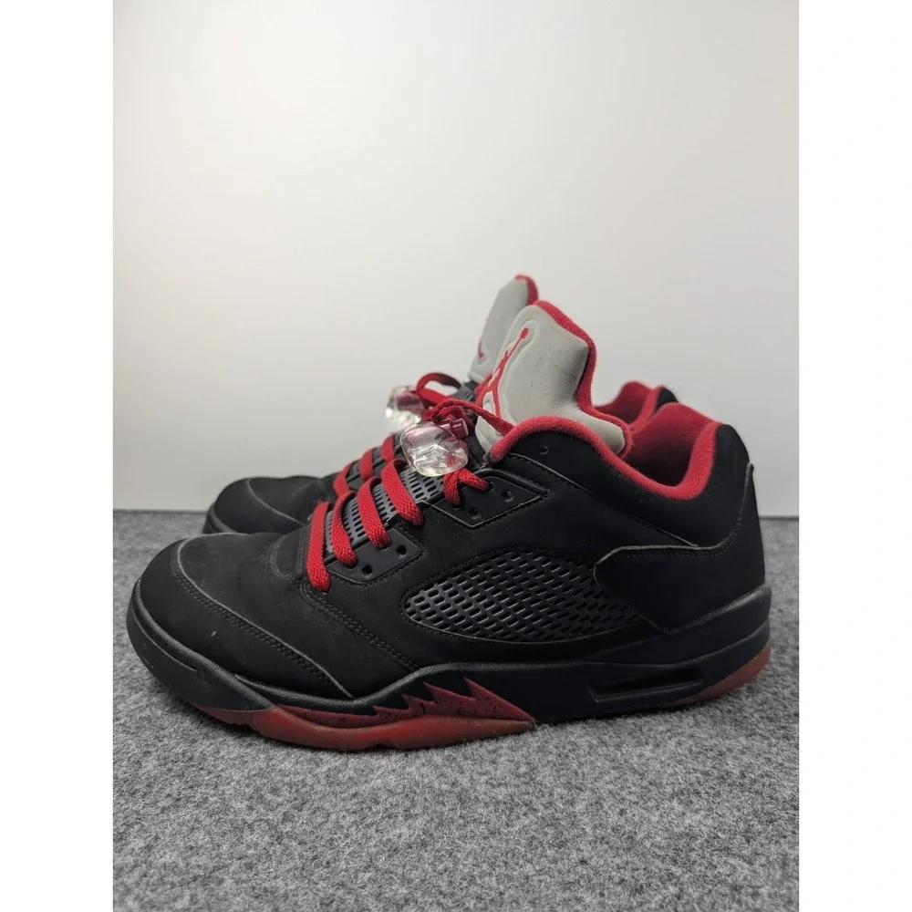 Air Jordan 5 Retro Low Alternate 90 Men's 12 819171-001 Black Gym Red Sneakers